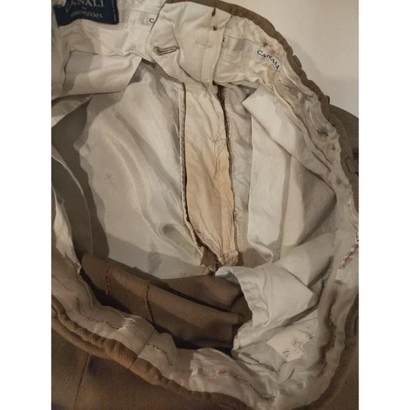 Canali Proposta Pants Mens 36/52 Tan Wool Pleated Dress Trousers Made Italy - Picture 7 of 11